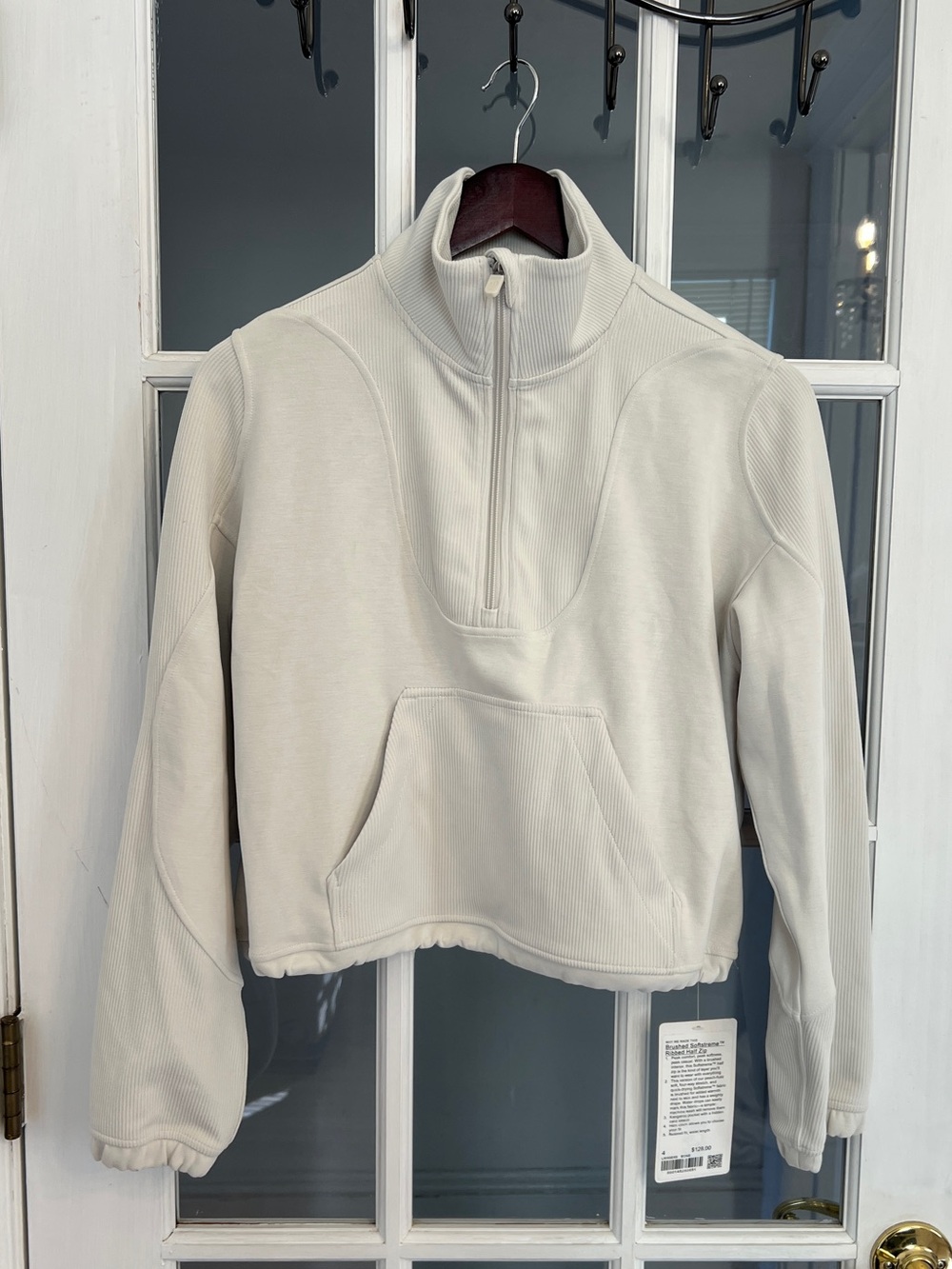 LULULEMON Women’s Brushed Softstreme Ribbed Half Zip Pullover Bone Size 4 NWT
